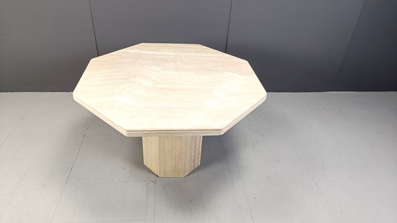 Image 1 of Octogonal italian travertine dining table 1970s