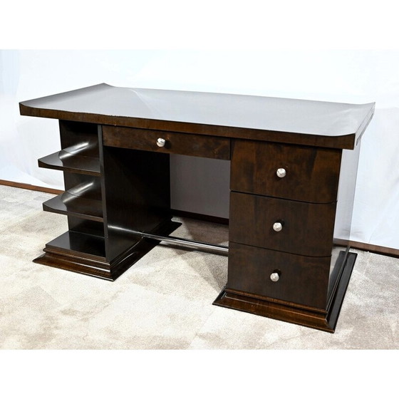 Image 1 of Vintage sycamore desk and armchair set, 1980