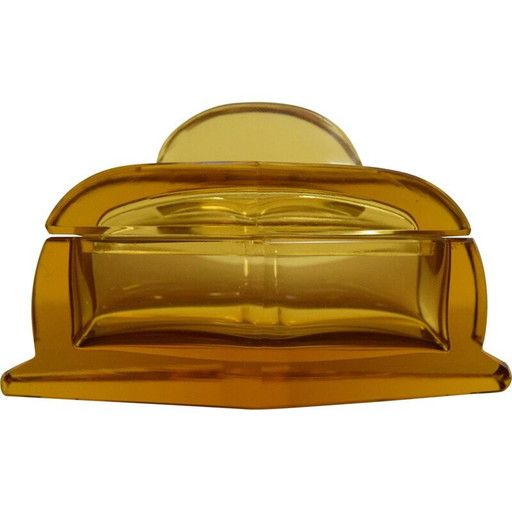 Vintage decorative art glass box, Czech 1950