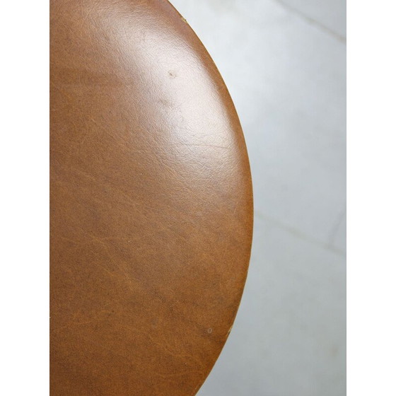 Image 1 of Pair of mid-century brown leatherette stools