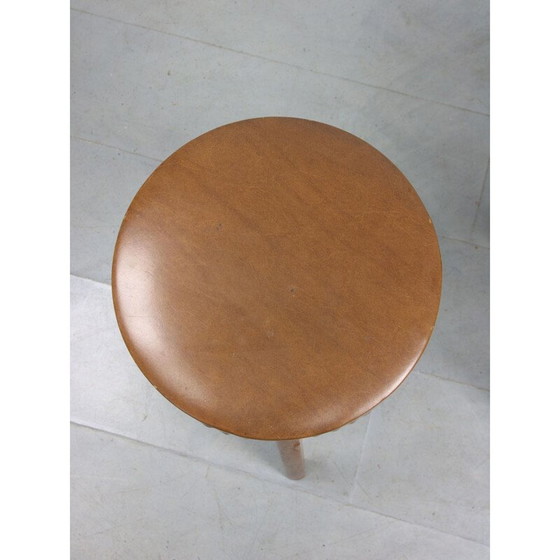 Image 1 of Pair of mid-century brown leatherette stools