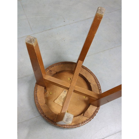 Image 1 of Pair of mid-century brown leatherette stools