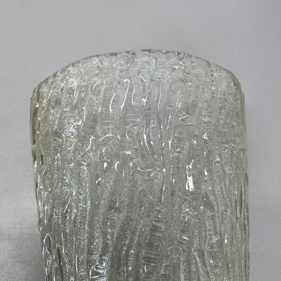 Image 1 of Bellissima applique da parete in ottone e vetro ghiacciato da 41 cm, stile Kalmar, Germania anni '70