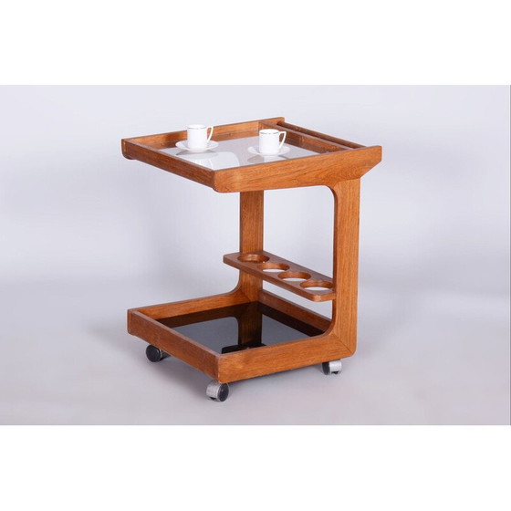 Image 1 of Mid century trolley in mahogany and glass, Czechia 1960s