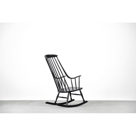 Image 1 of Vintage Swedish wooden black Grandessa rocking chair by Lena Larsson for Nesto, 1960s