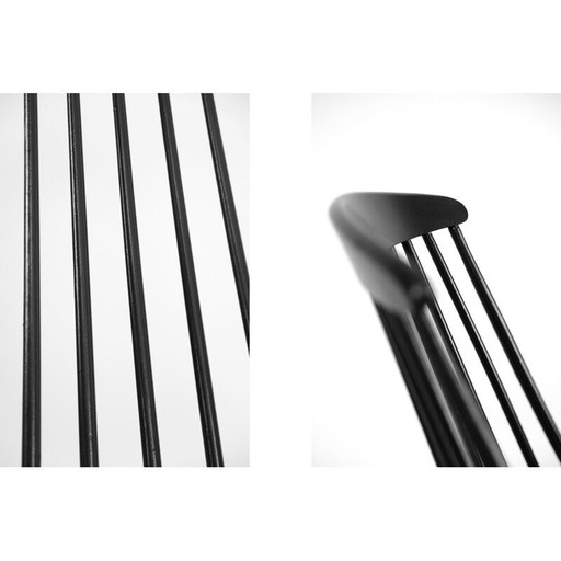 Vintage Swedish wooden black Grandessa rocking chair by Lena Larsson for Nesto, 1960s