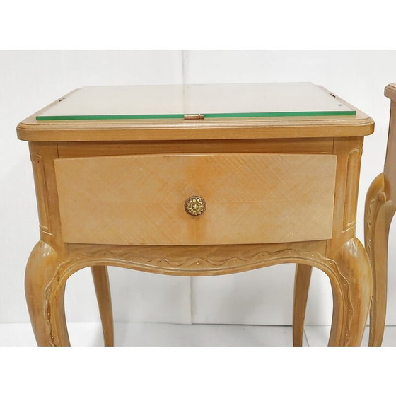 Image 1 of Pair of vintage beech night stands, 1940s
