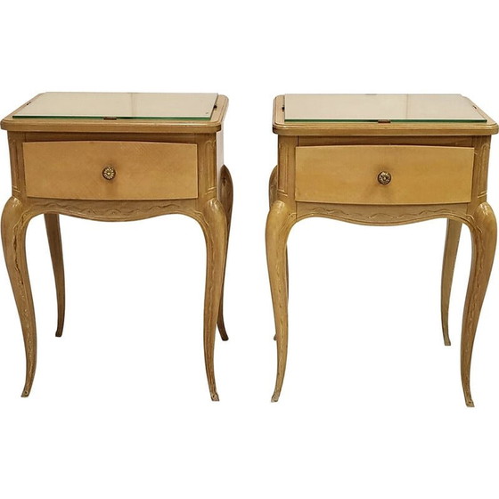 Image 1 of Pair of vintage beech night stands, 1940s