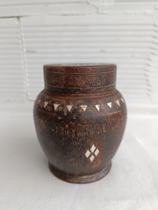 Jewelry Box Or Jar - Bone, Wood Africa - 1950-1960