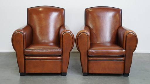 Set Of A Sheep Leather Sofa And Armchairs