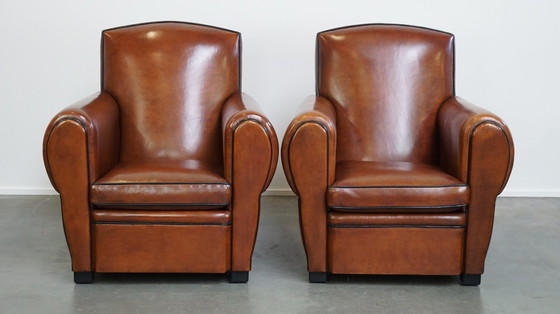 Image 1 of Set Of A Sheep Leather Sofa And Armchairs