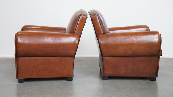 Image 1 of Set Of A Sheep Leather Sofa And Armchairs