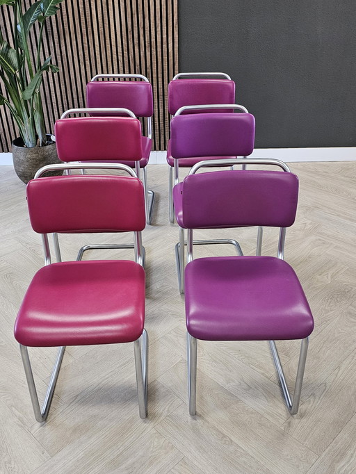 6x Gebroeders van der Stroom Originaux Hollandais Gispen chaises=