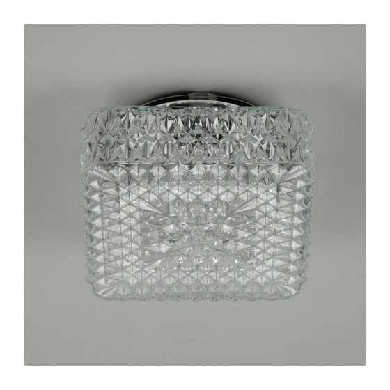 Image 1 of Vintage square glass ceiling light, Czechoslovakia 1970