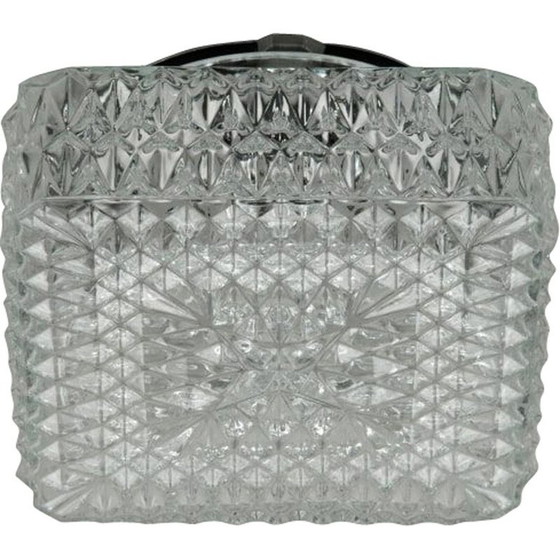 Image 1 of Vintage square glass ceiling light, Czechoslovakia 1970