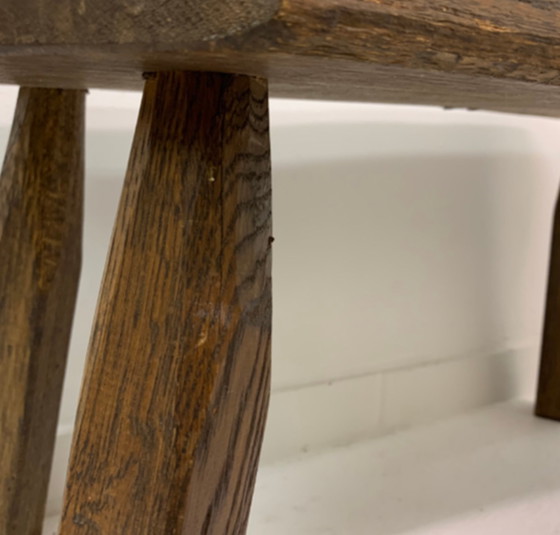 Ensemble de 3 tables gigognes brutalistes en bois de chêne, années 1970 – Tables basses, Wood, Vintage (photo 8 of 10)