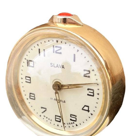 Image 1 of Vintage Slava mechanical alarm clock, USSR 1960s