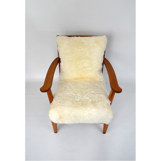Image 1 of Vintage Utö-lovö armchair in pine and sheepskin by Axel Einar Hjorth, 1940