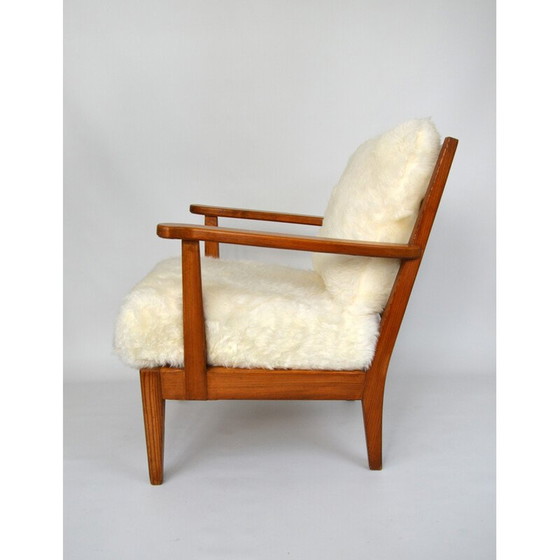 Image 1 of Vintage Utö-lovö armchair in pine and sheepskin by Axel Einar Hjorth, 1940