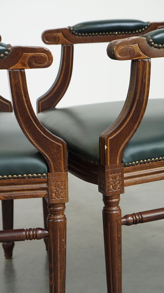 Image 1 of 2 X Dark Green Beef Leather Gainsborough Chair