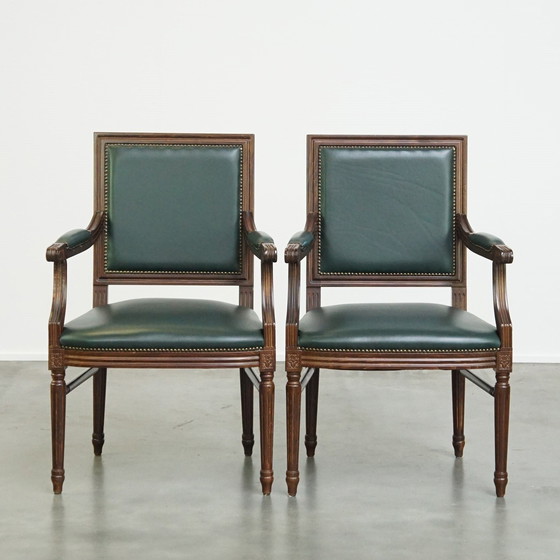 Image 1 of 2 X Dark Green Beef Leather Gainsborough Chair