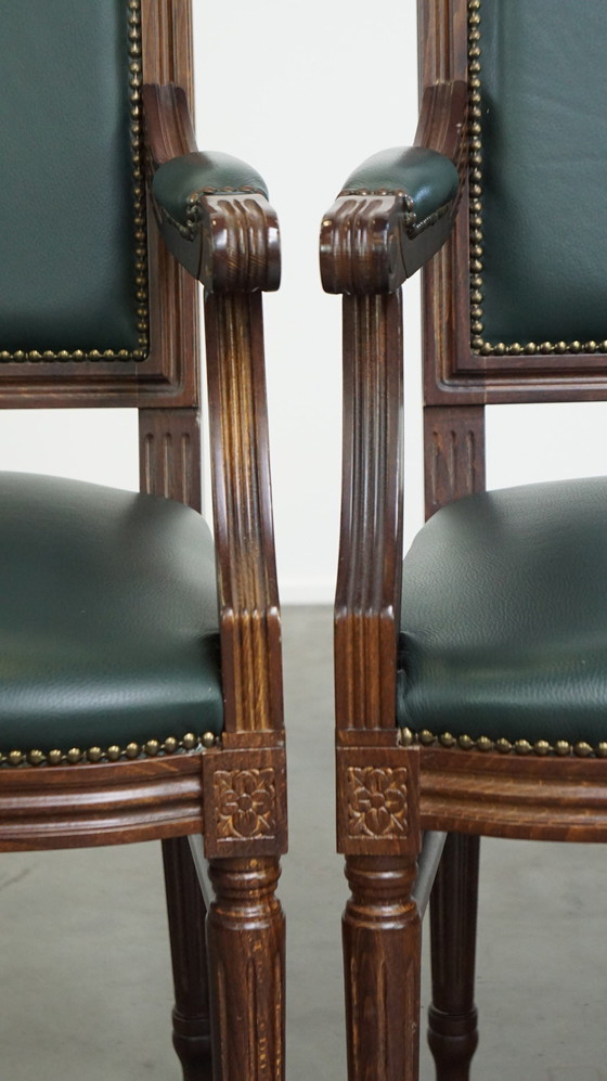 Image 1 of 2 X Dark Green Beef Leather Gainsborough Chair