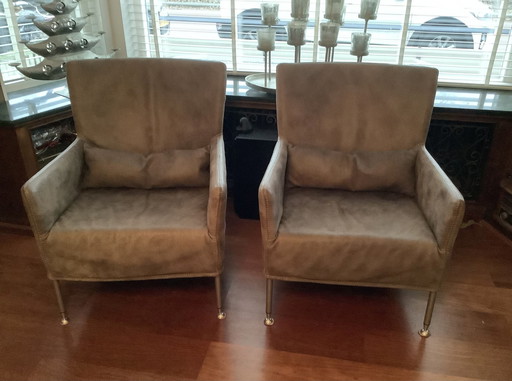 2X Modern Leather Armchairs With Removable Covers