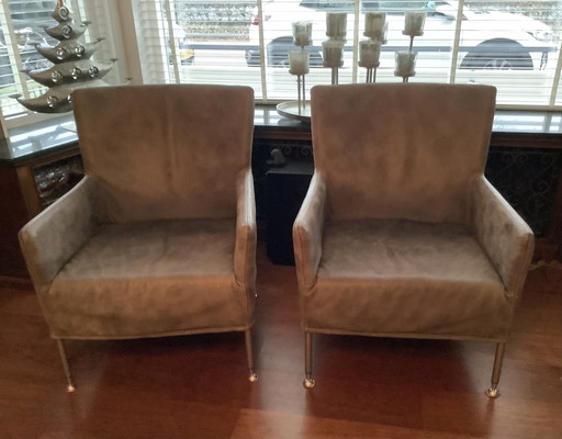 2X Modern Leather Armchairs With Removable Covers