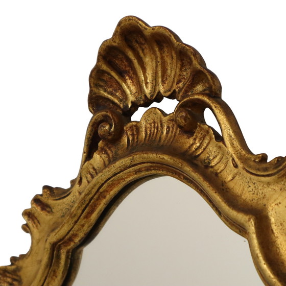 Image 1 of Petit miroir français à crête d'or