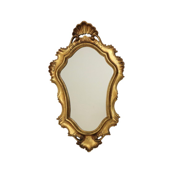 Image 1 of Petit miroir français à crête d'or