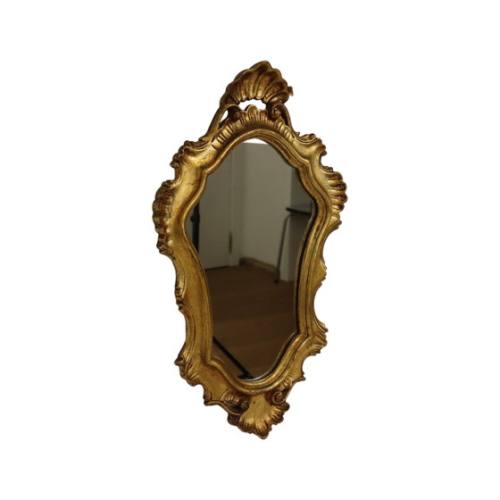 Image 1 of Petit miroir français à crête d'or