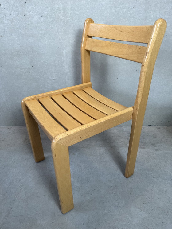 Image 1 of 4x 1980's beech wood chairs