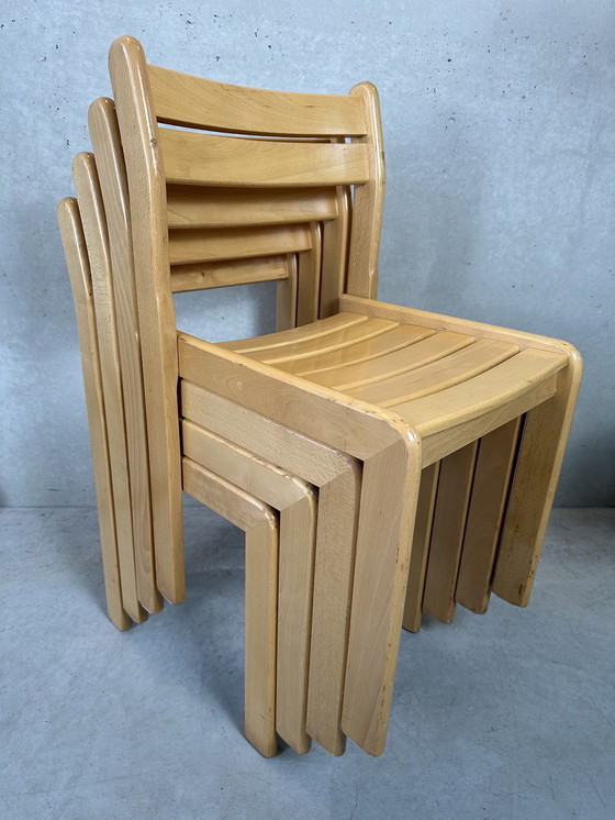 Image 1 of 4x 1980's beech wood chairs