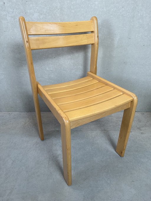 4x 1980's beech wood chairs