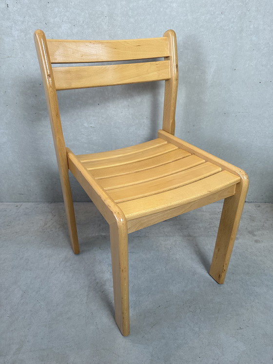 Image 1 of 4x 1980's beech wood chairs