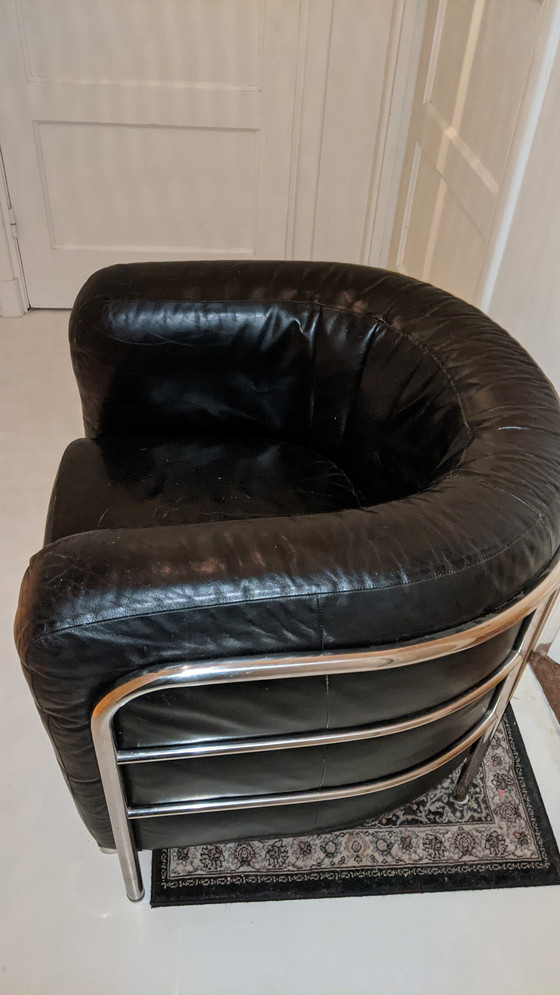 Image 1 of Zanotta black leather armchair