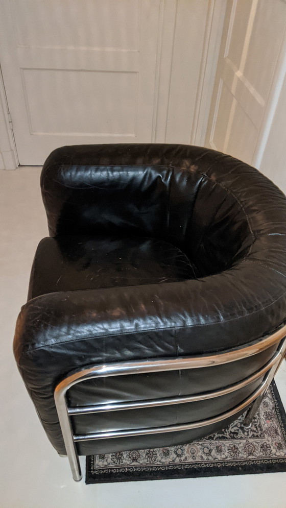 Image 1 of Zanotta black leather armchair