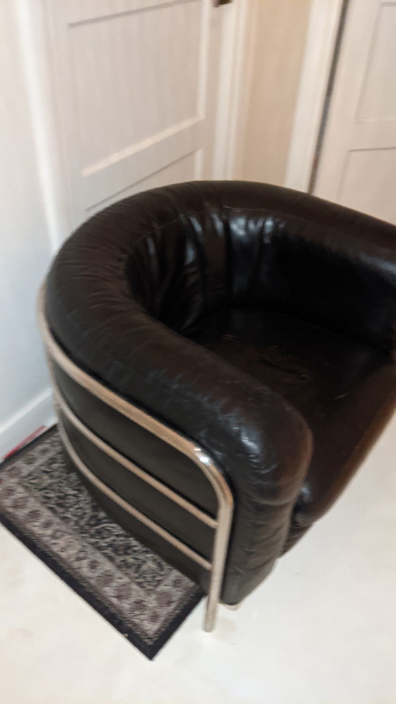 Image 1 of Zanotta black leather armchair