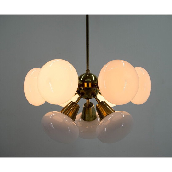 Image 1 of Pair of vintage 9-flame Sputnik chandeliers by Kamenicky Senov, 1970