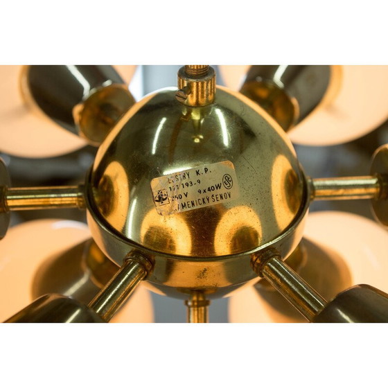 Image 1 of Pair of vintage 9-flame Sputnik chandeliers by Kamenicky Senov, 1970