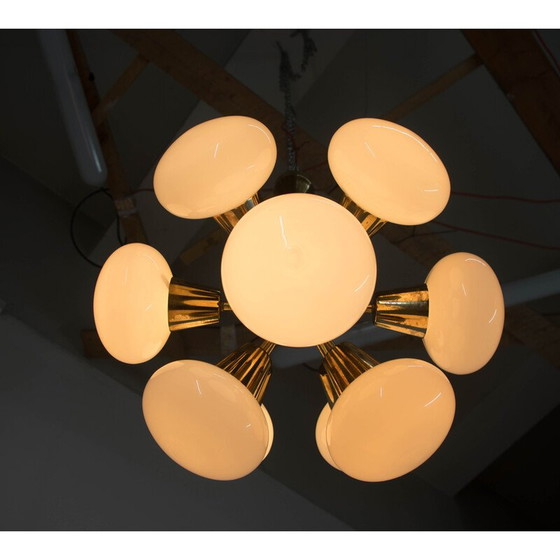 Image 1 of Pair of vintage 9-flame Sputnik chandeliers by Kamenicky Senov, 1970