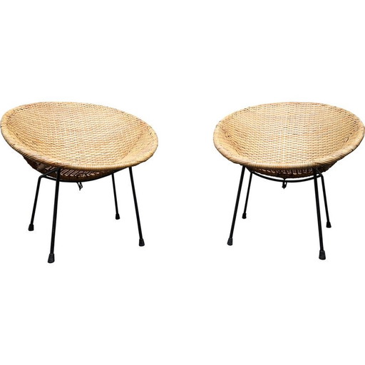 Pair of vintage wicker cocktail chairs, Germany 1960