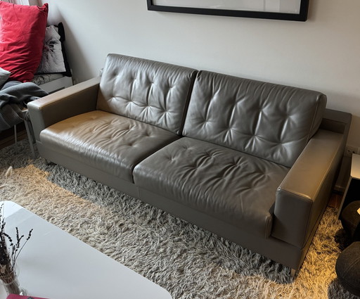 Leolux Gray Leather Sofa