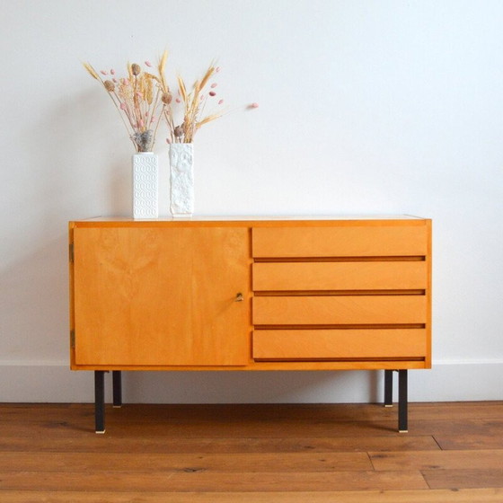 Image 1 of Vintage sideboard in lacquered birch veneer and metal, Germany 1960