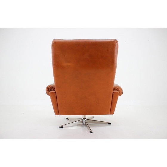 Image 1 of Vintage leather swivel armchair by Nili Stoppmobler, Denmark 1970s