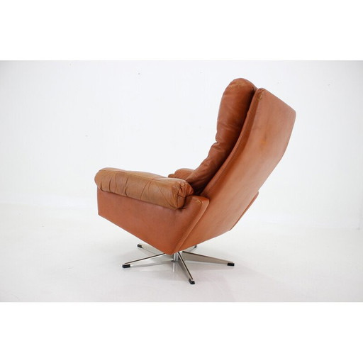 Vintage leather swivel armchair by Nili Stoppmobler, Denmark 1970s