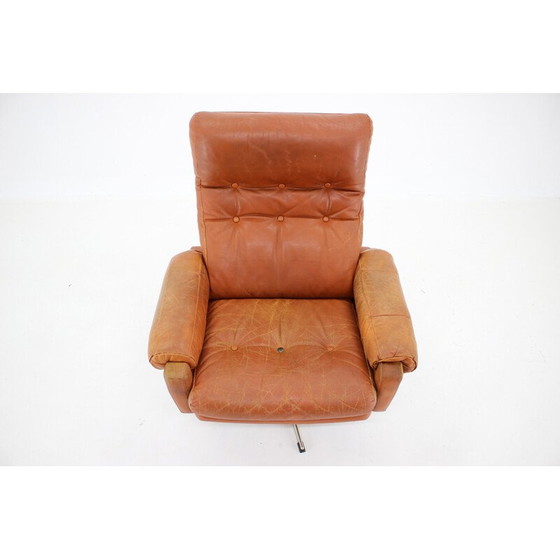 Image 1 of Vintage leather swivel armchair by Nili Stoppmobler, Denmark 1970s