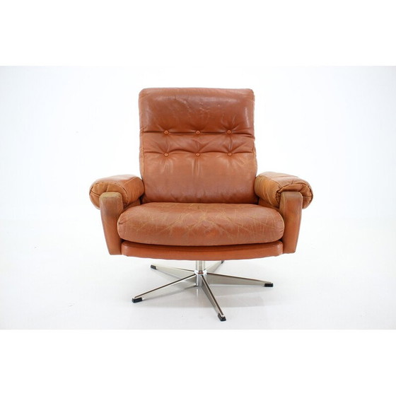 Image 1 of Vintage leather swivel armchair by Nili Stoppmobler, Denmark 1970s