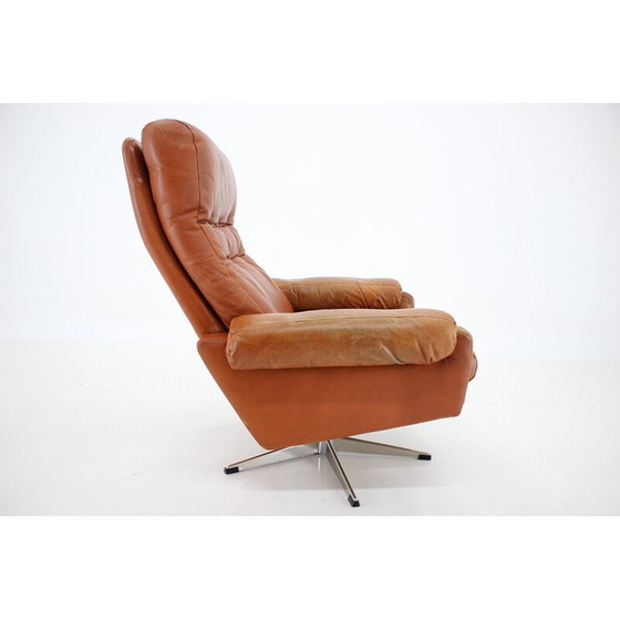 Image 1 of Vintage leather swivel armchair by Nili Stoppmobler, Denmark 1970s