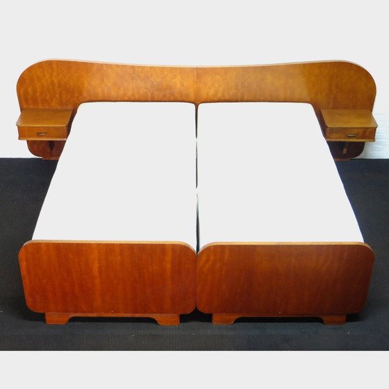 Image 1 of Vintage mid - Century design bed with bedside tables